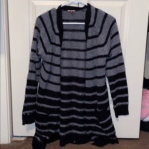 Gray and black striped cardigan